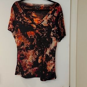 INC 1x top, beautiful colors... black, cream, maroon